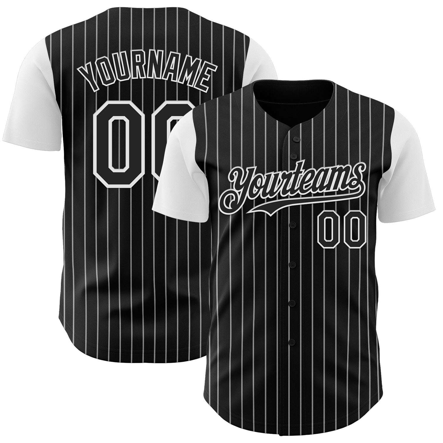 Custom Black White Pinstripe White Authentic Two Tone Baseball Jersey