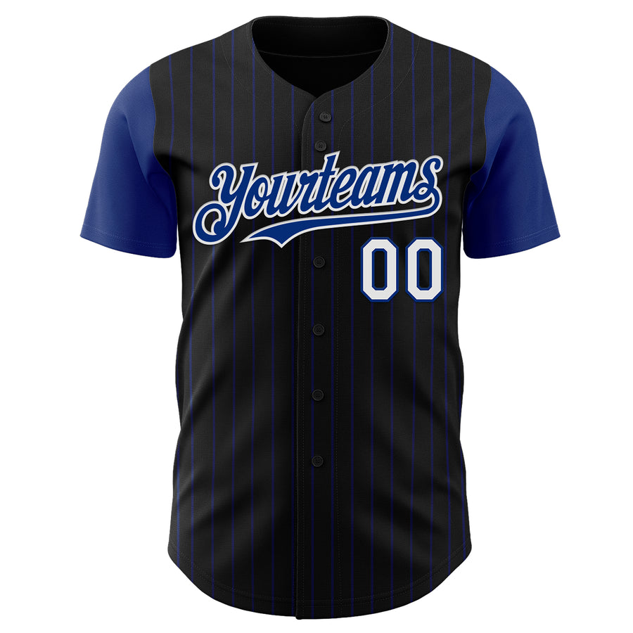 Custom Black Royal Pinstripe White Authentic Two Tone Baseball Jersey