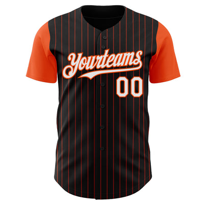 Custom Black Orange Pinstripe White Authentic Two Tone Baseball Jersey