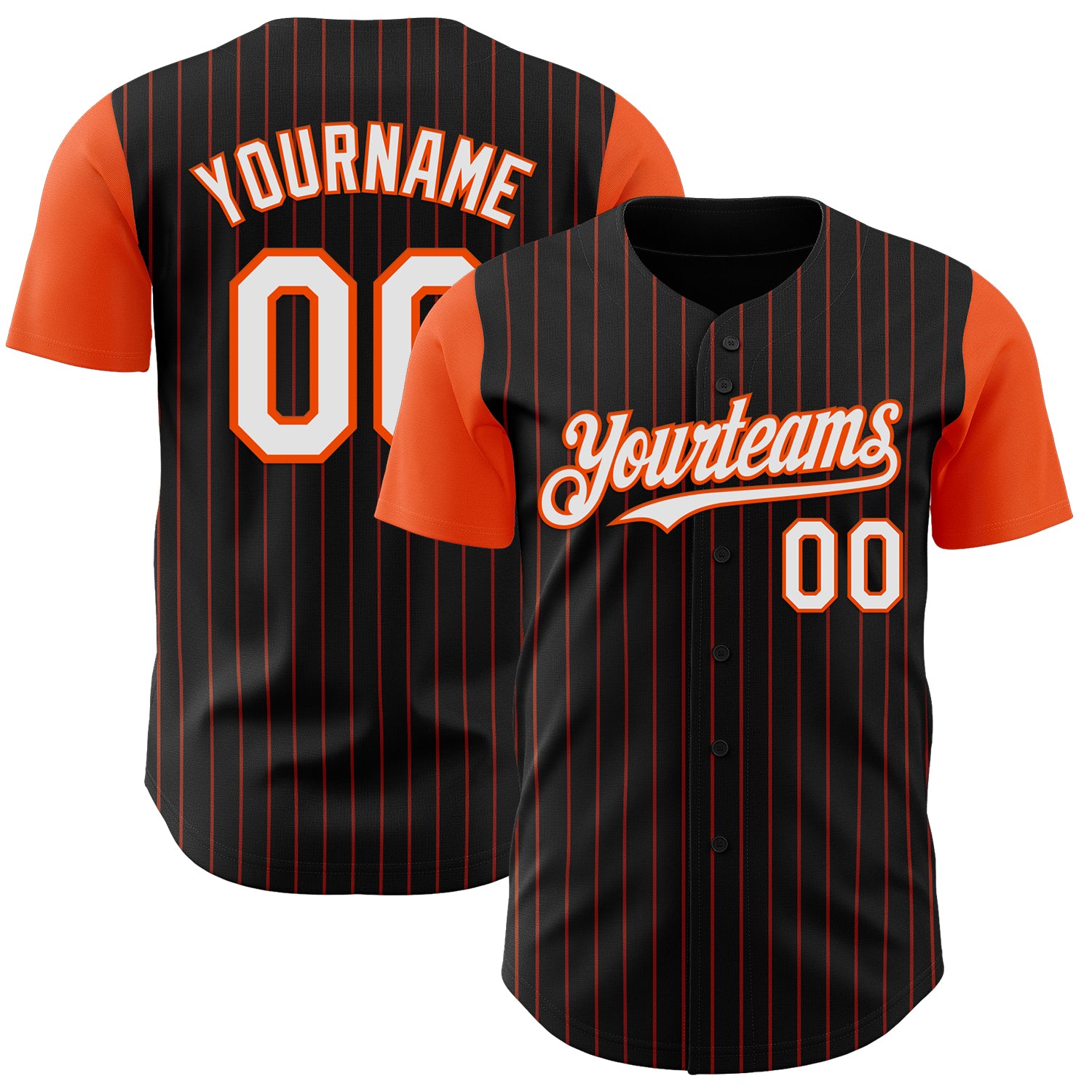 Custom Black Orange Pinstripe White Authentic Two Tone Baseball Jersey