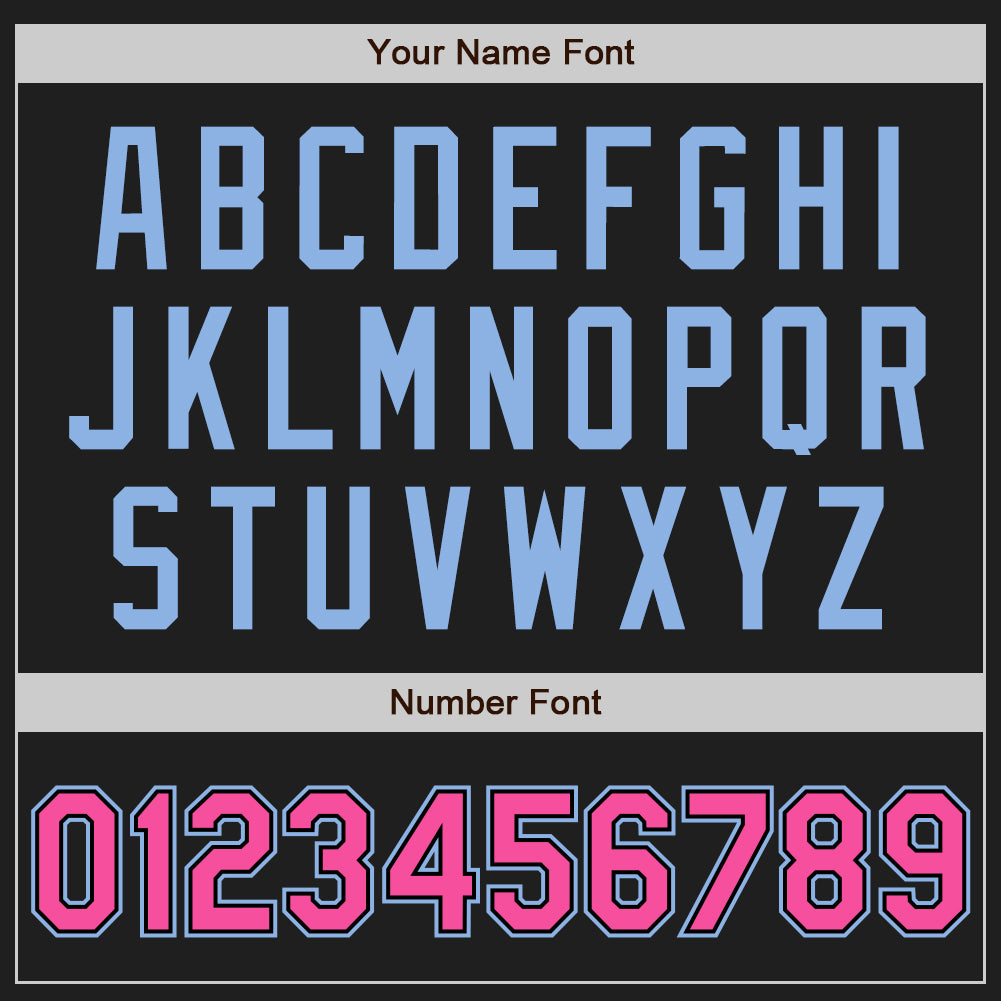 Custom Black Pink Pinstripe Light Blue Authentic Two Tone Baseball Jersey