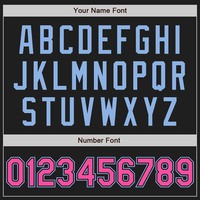 Custom Black Pink Pinstripe Light Blue Authentic Two Tone Baseball Jersey