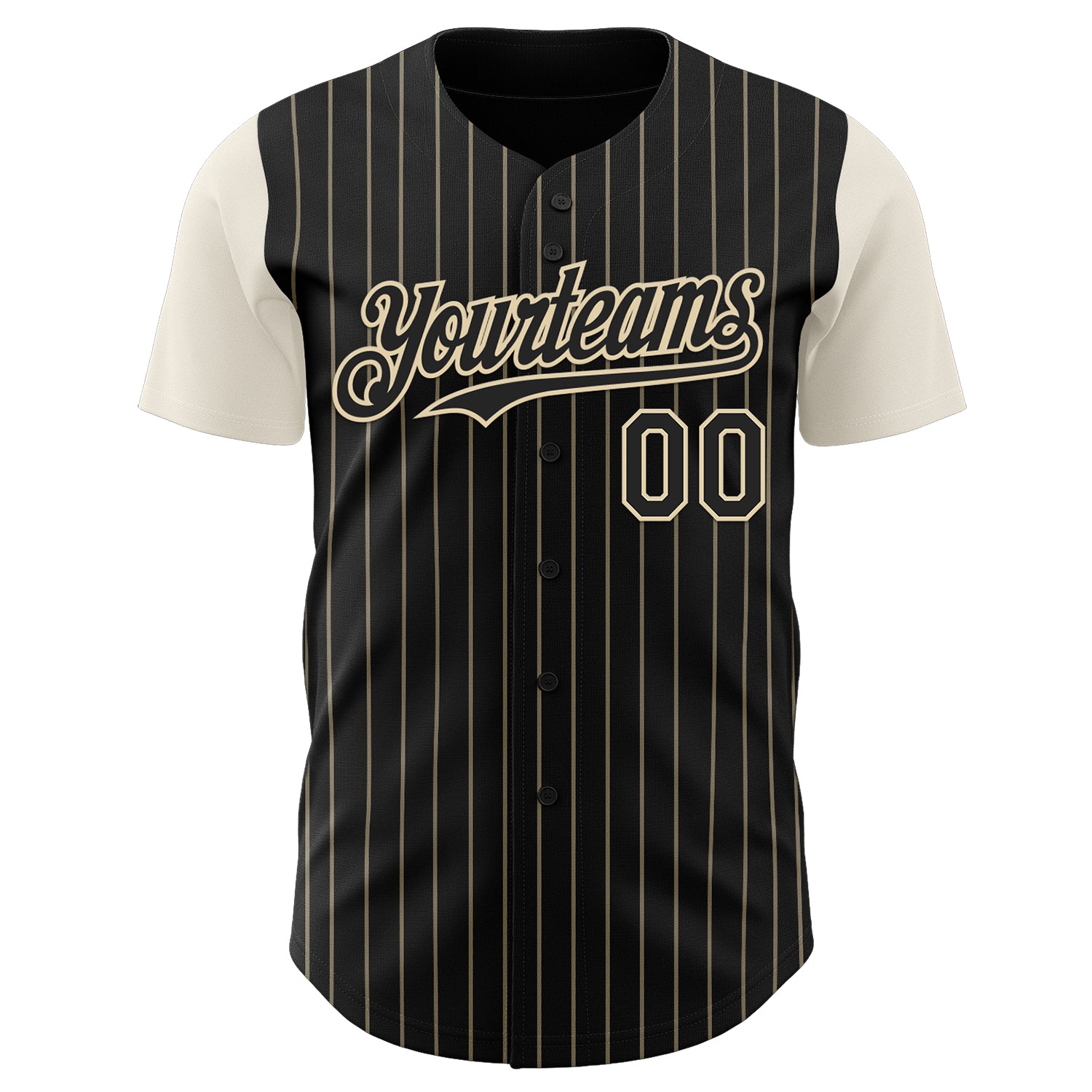 Custom Black Cream Pinstripe Cream Authentic Two Tone Baseball Jersey