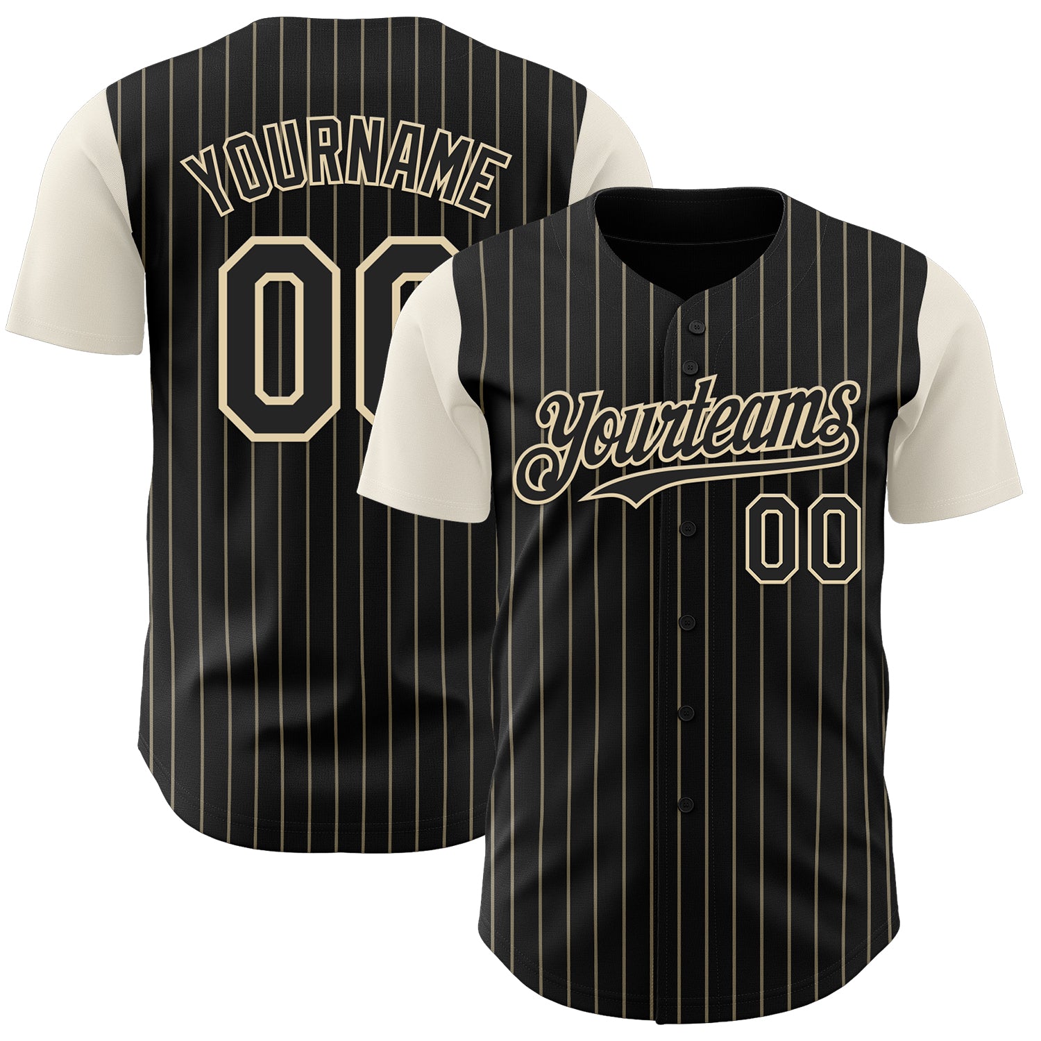 Custom Black Cream Pinstripe Cream Authentic Two Tone Baseball Jersey