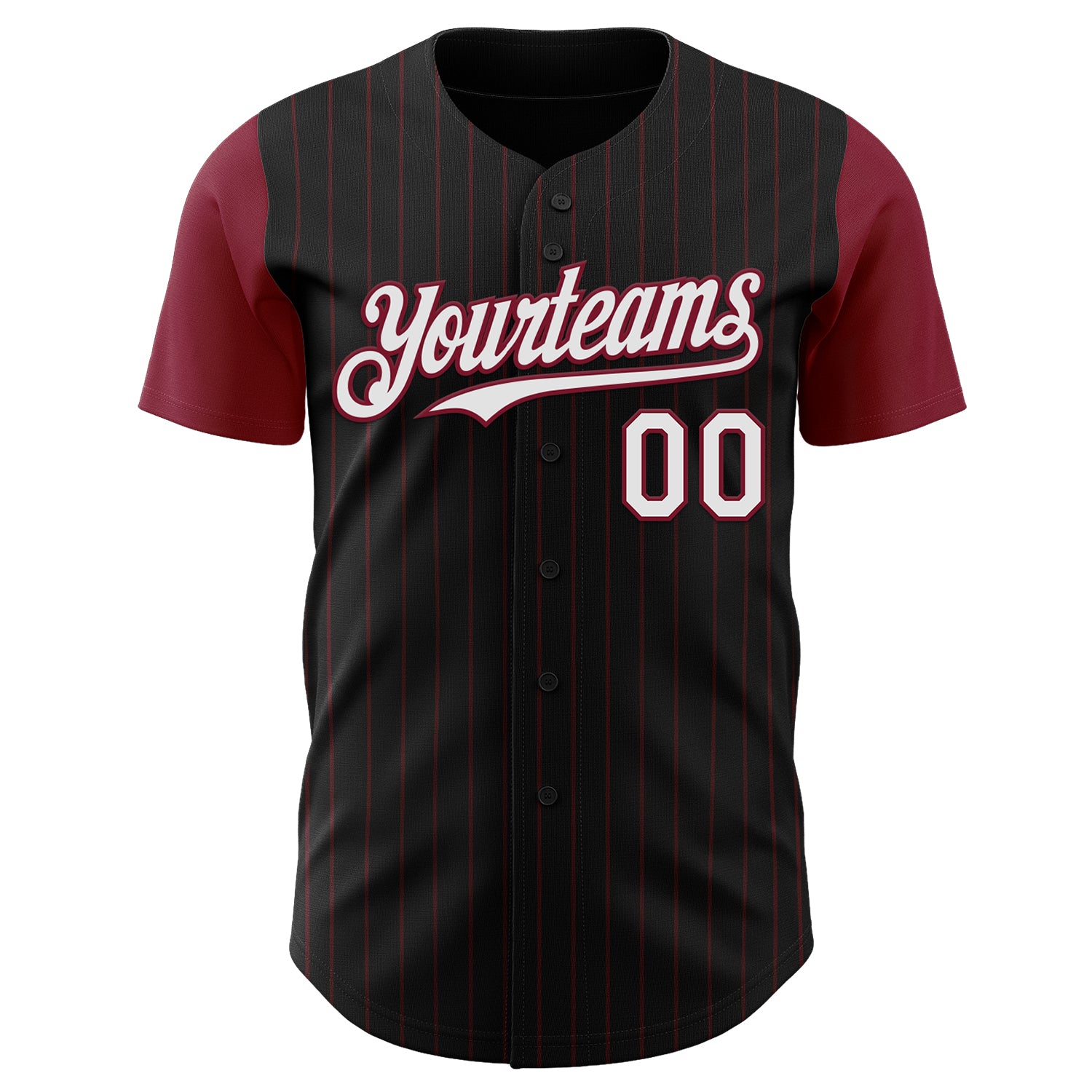 Custom Black Crimson Pinstripe White Authentic Two Tone Baseball Jersey
