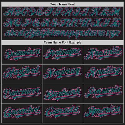 Custom Black Teal Pinstripe Pink Authentic Two Tone Baseball Jersey