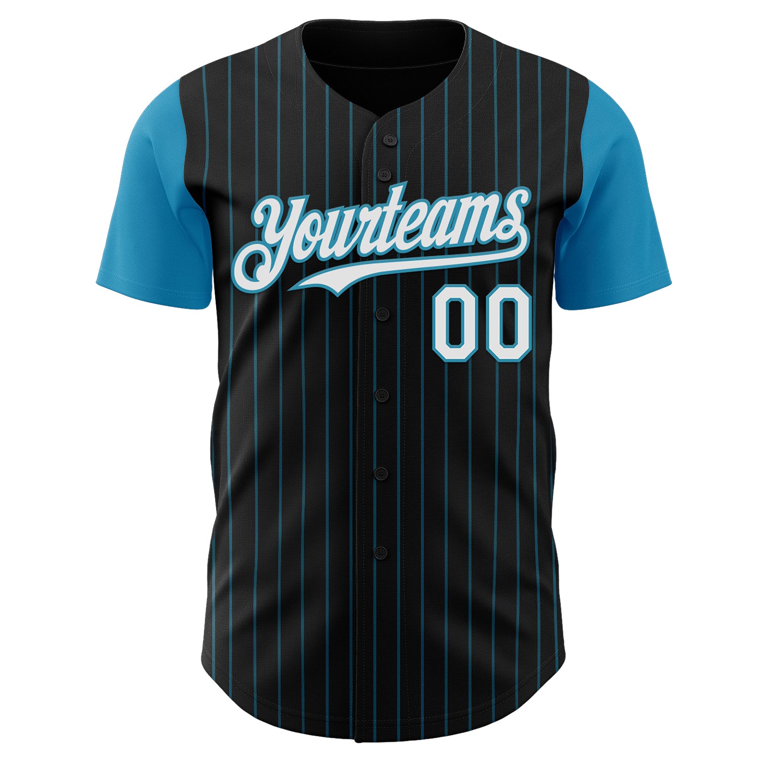 Custom Black Panther Blue Pinstripe White Authentic Two Tone Baseball Jersey