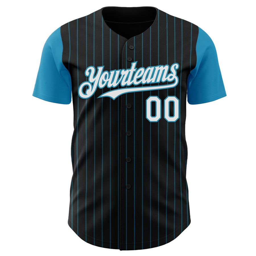 Custom Black Panther Blue Pinstripe White Authentic Two Tone Baseball Jersey