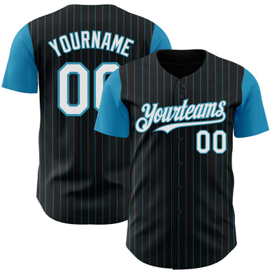 Custom Black Panther Blue Pinstripe White Authentic Two Tone Baseball Jersey