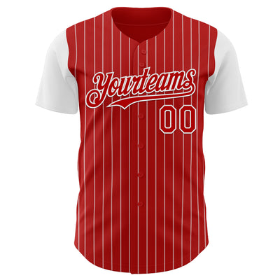 Custom Red White Pinstripe White Authentic Two Tone Baseball Jersey