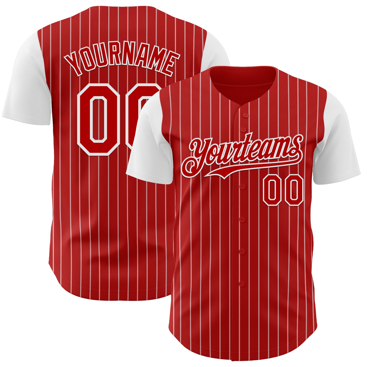 Custom Red White Pinstripe White Authentic Two Tone Baseball Jersey