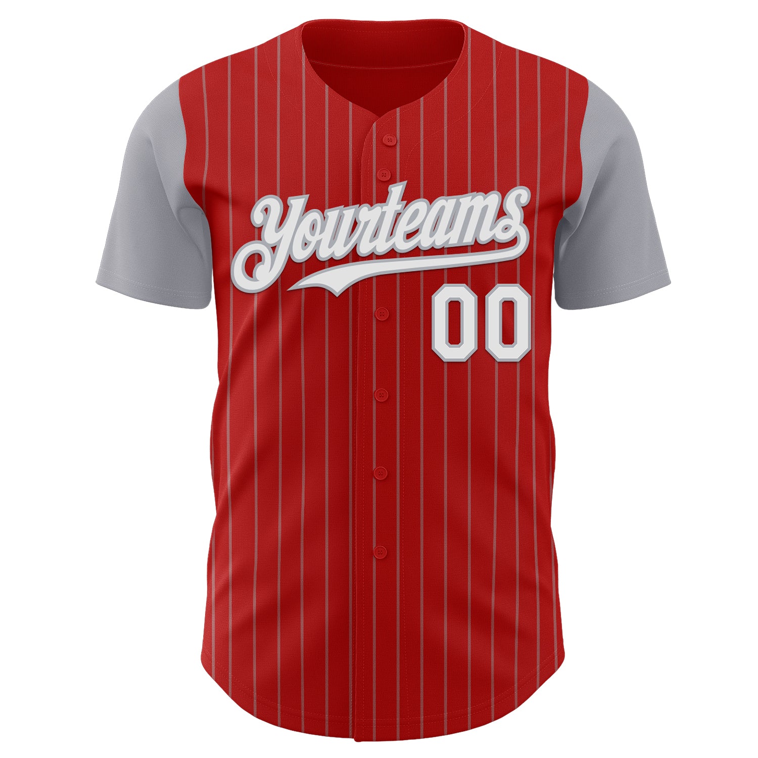 Custom Red Gray Pinstripe White Authentic Two Tone Baseball Jersey