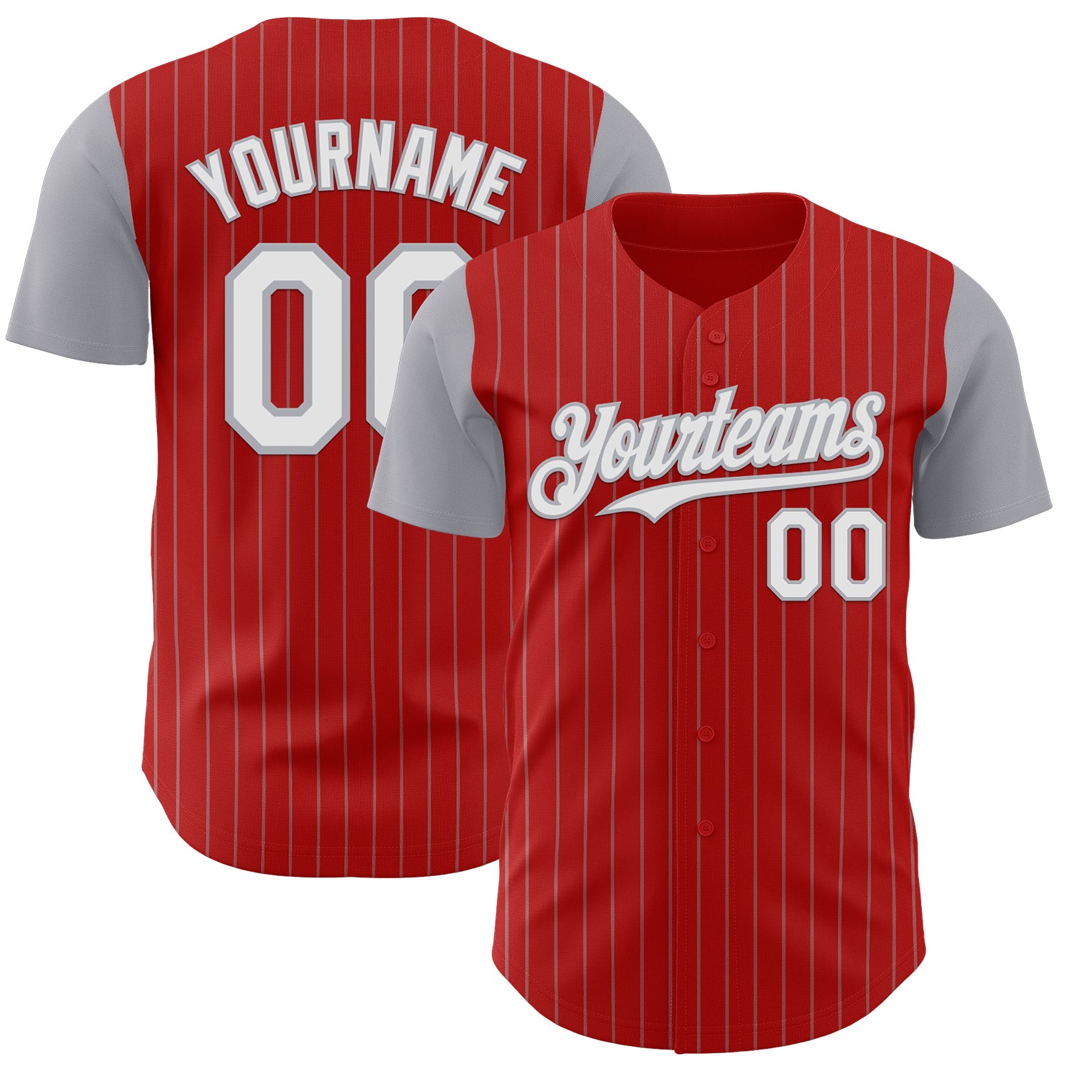 Custom Red Gray Pinstripe White Authentic Two Tone Baseball Jersey