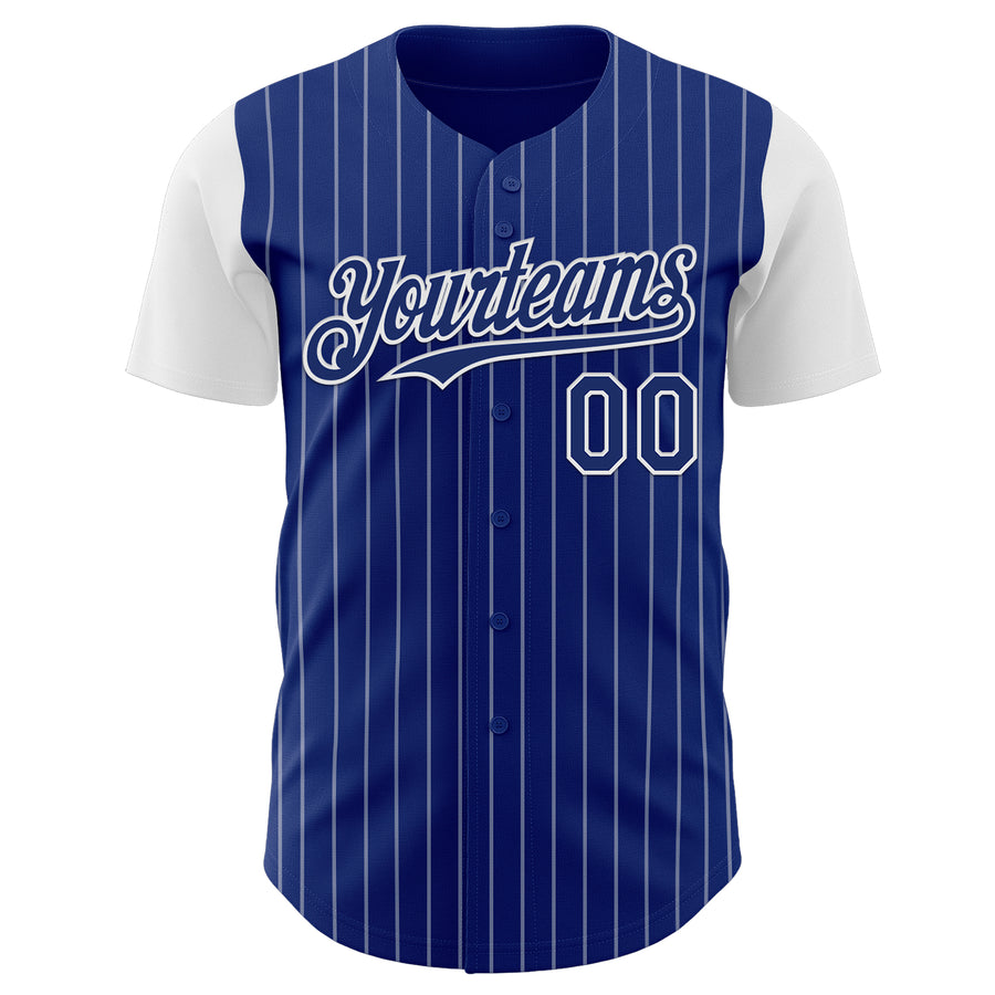 Custom Royal White Pinstripe White Authentic Two Tone Baseball Jersey