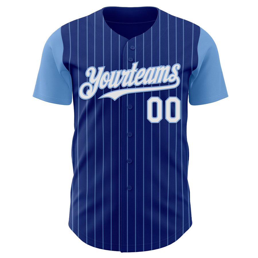 Custom Royal Light Blue Pinstripe White Authentic Two Tone Baseball Jersey