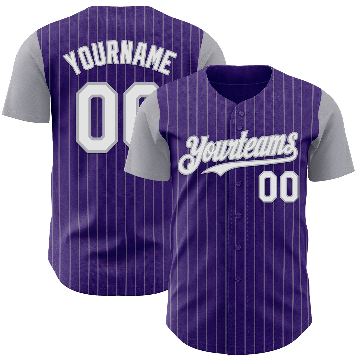 Custom Purple Gray Pinstripe White Authentic Two Tone Baseball Jersey