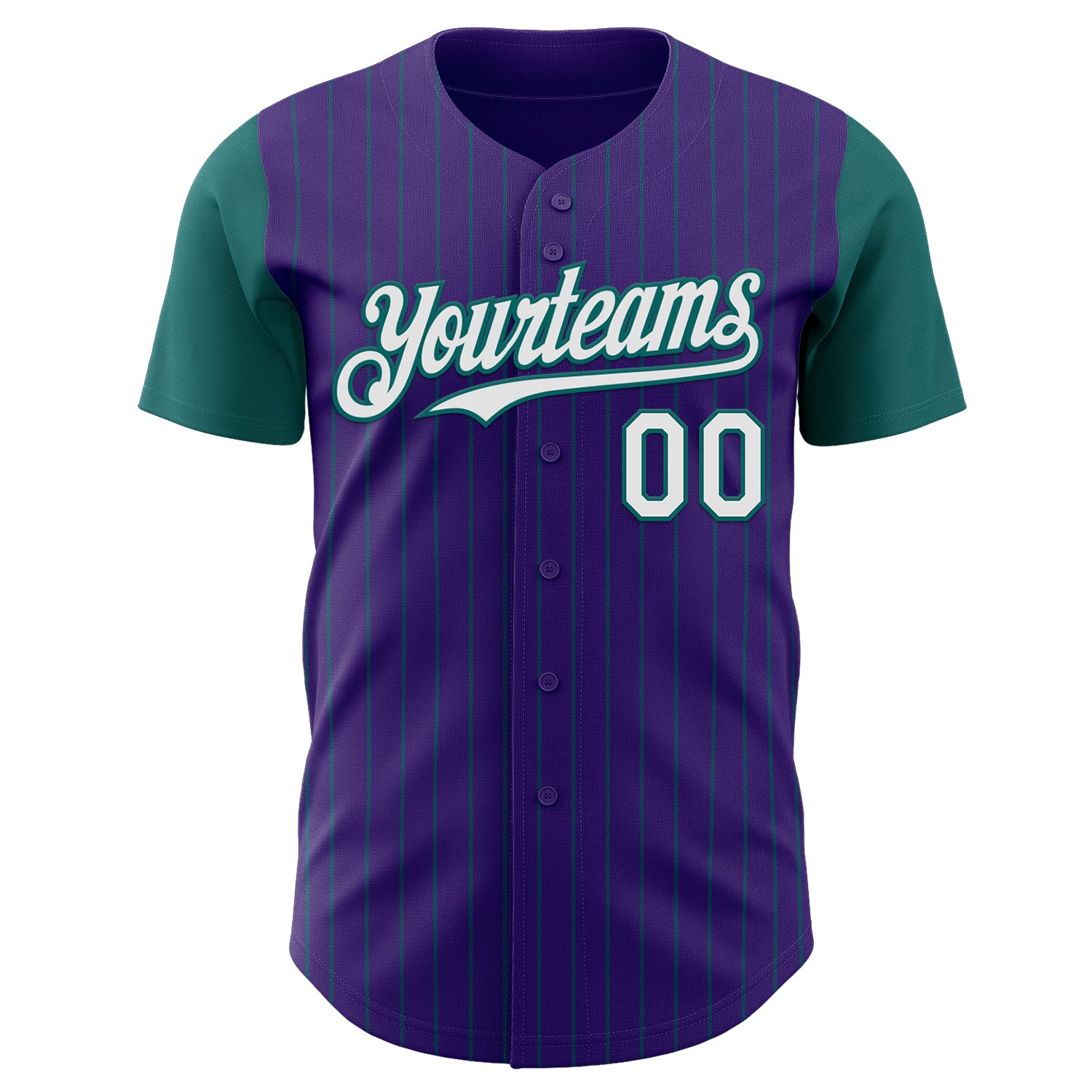 Custom Purple Teal Pinstripe White Authentic Two Tone Baseball Jersey