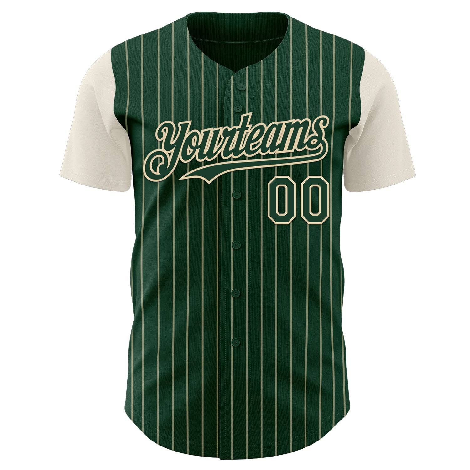 Custom Green Cream Pinstripe Cream Authentic Two Tone Baseball Jersey