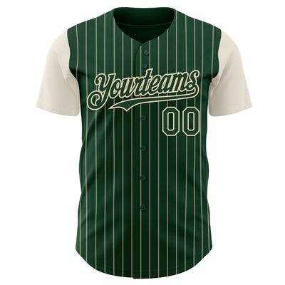 Custom Green Cream Pinstripe Cream Authentic Two Tone Baseball Jersey