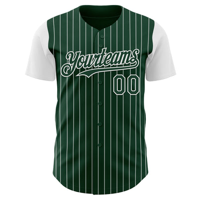 Custom Green White Pinstripe White Authentic Two Tone Baseball Jersey