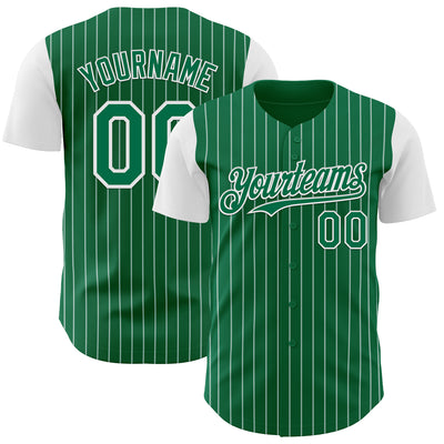 Custom Kelly Green White Pinstripe White Authentic Two Tone Baseball Jersey