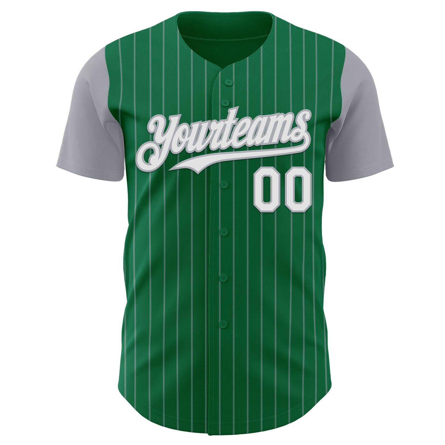 Custom Kelly Green Gray Pinstripe White Authentic Two Tone Baseball Jersey