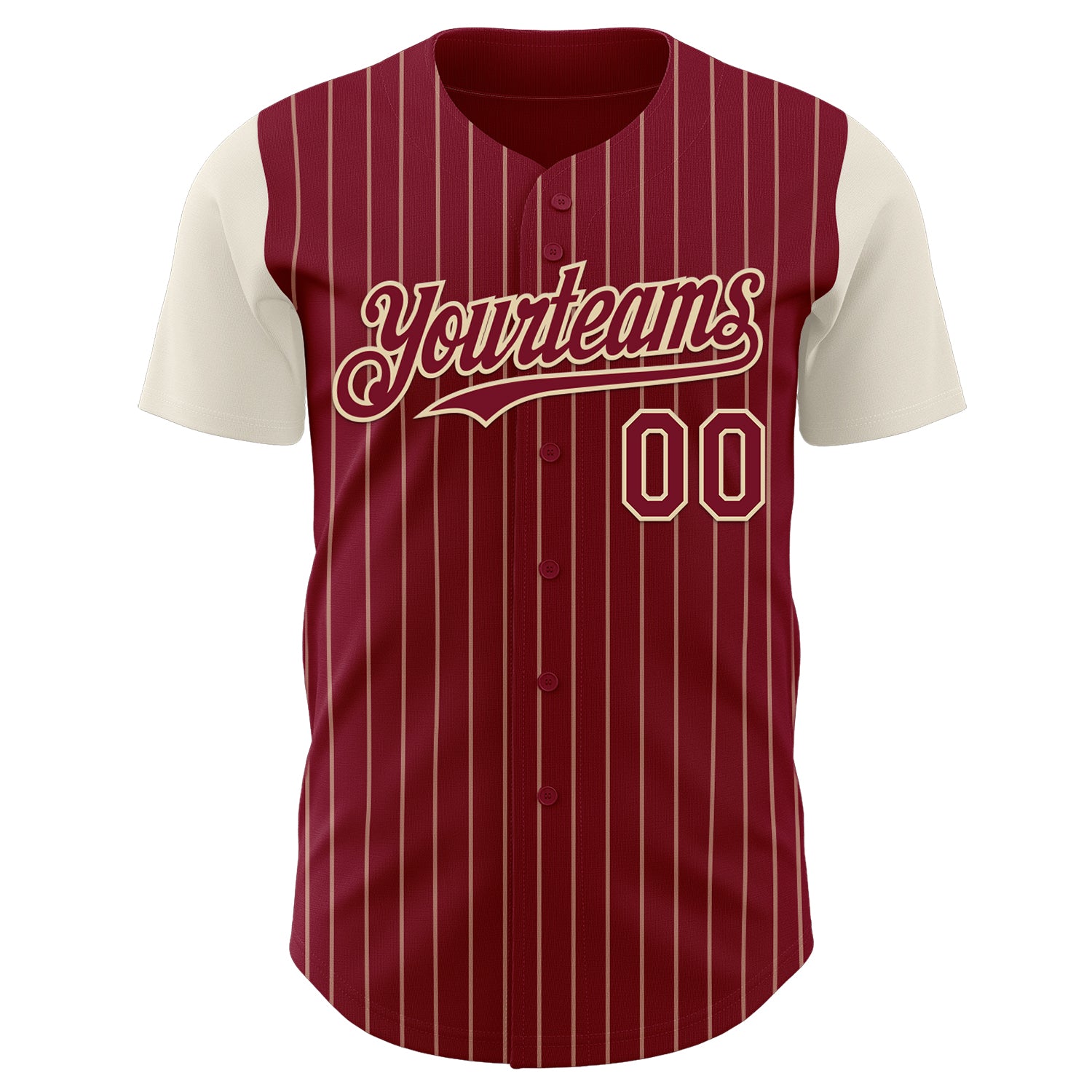 Custom Crimson Cream Pinstripe Cream Authentic Two Tone Baseball Jersey