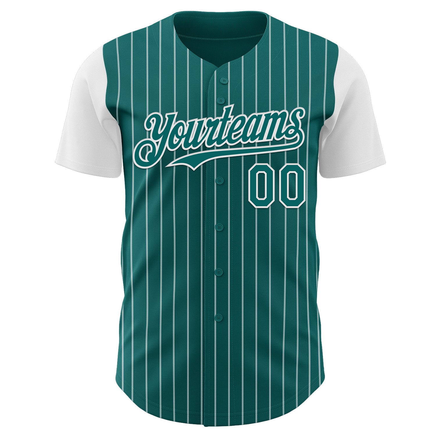 Custom Teal White Pinstripe White Authentic Two Tone Baseball Jersey