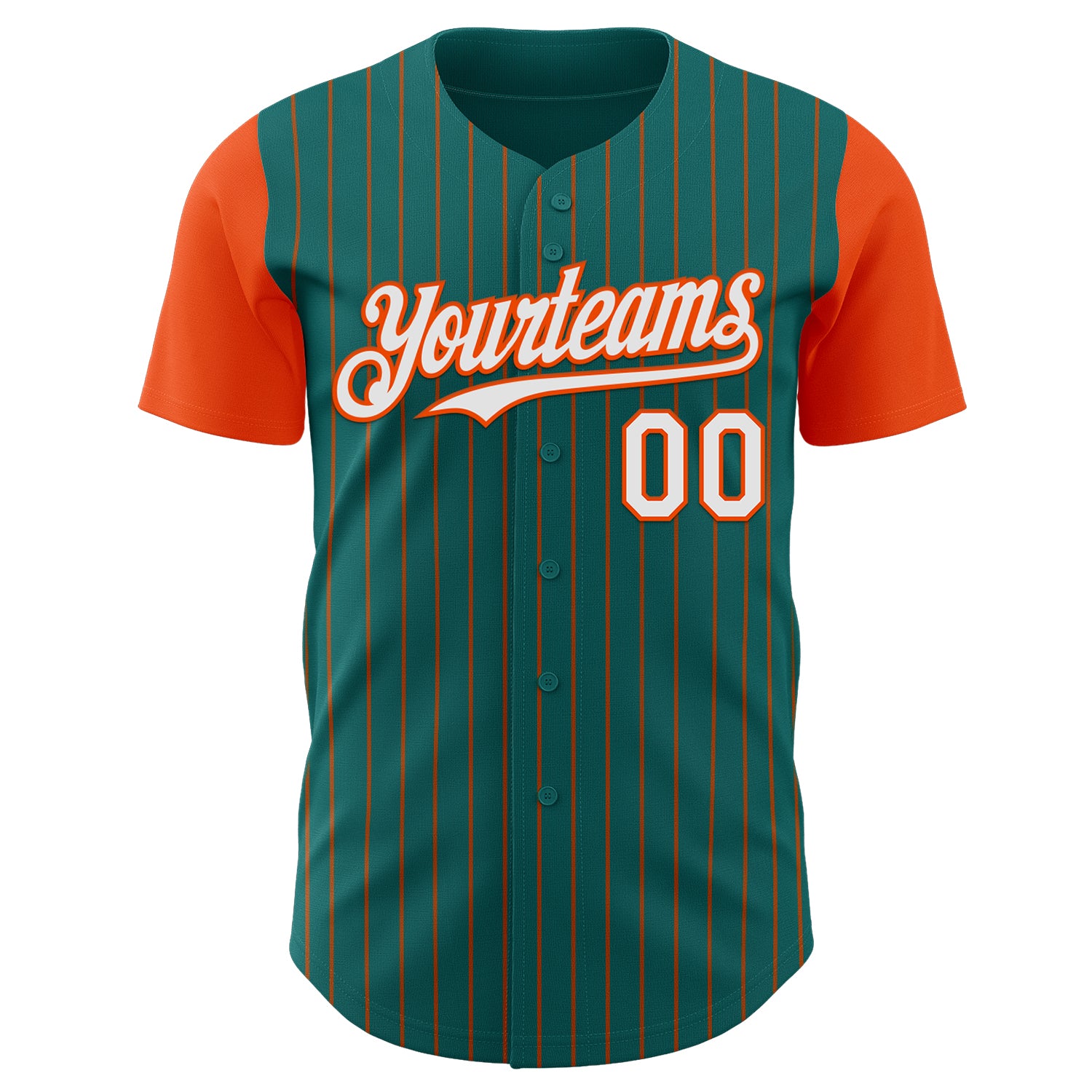 Custom Teal Orange Pinstripe White Authentic Two Tone Baseball Jersey
