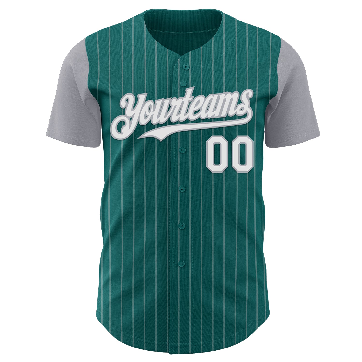 Custom Teal Gray Pinstripe White Authentic Two Tone Baseball Jersey