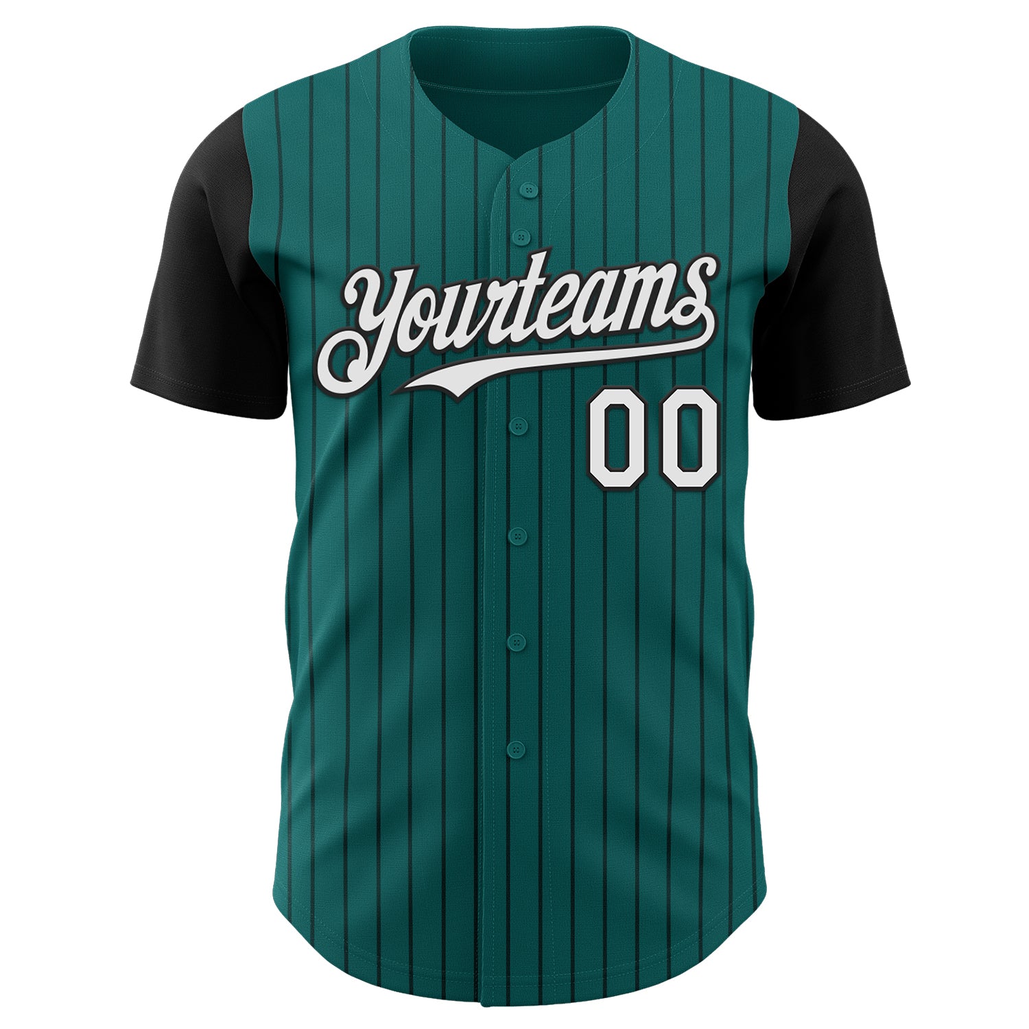 Custom Teal Black Pinstripe White Authentic Two Tone Baseball Jersey