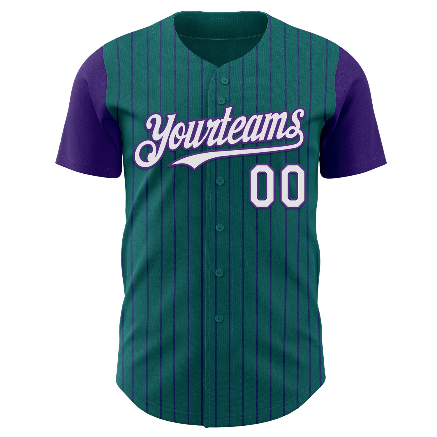 Custom Teal Purple Pinstripe White Authentic Two Tone Baseball Jersey