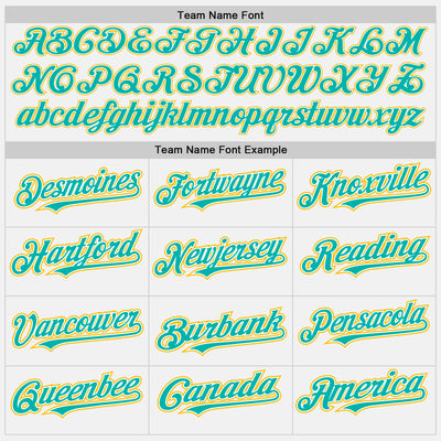 Custom White Neon Pink Aqua-Gold Authentic Two Tone Baseball Jersey