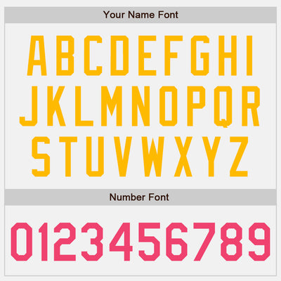 Custom White Neon Pink Aqua-Gold Authentic Two Tone Baseball Jersey