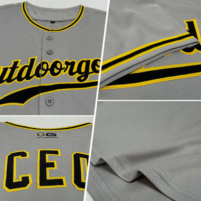 Custom Gray Black-Gold Authentic Sleeveless Baseball Jersey