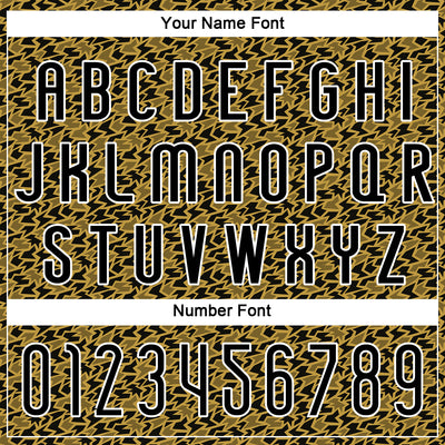 Custom Old Gold Black-White Geometric Shape Sublimation Volleyball Uniform Jersey