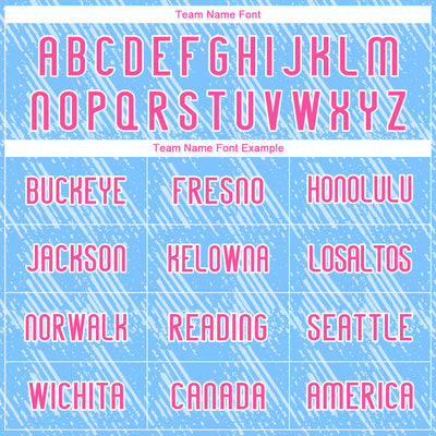 Custom Powder Blue Pink-White Lines Splatter Art Sublimation Volleyball Uniform Jersey