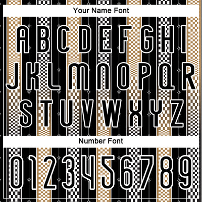 Custom Black Old Gold-White Geometric Shape Sublimation Volleyball Uniform Jersey