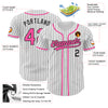 Custom White Black Pinstripe Pink Authentic Baseball Jersey