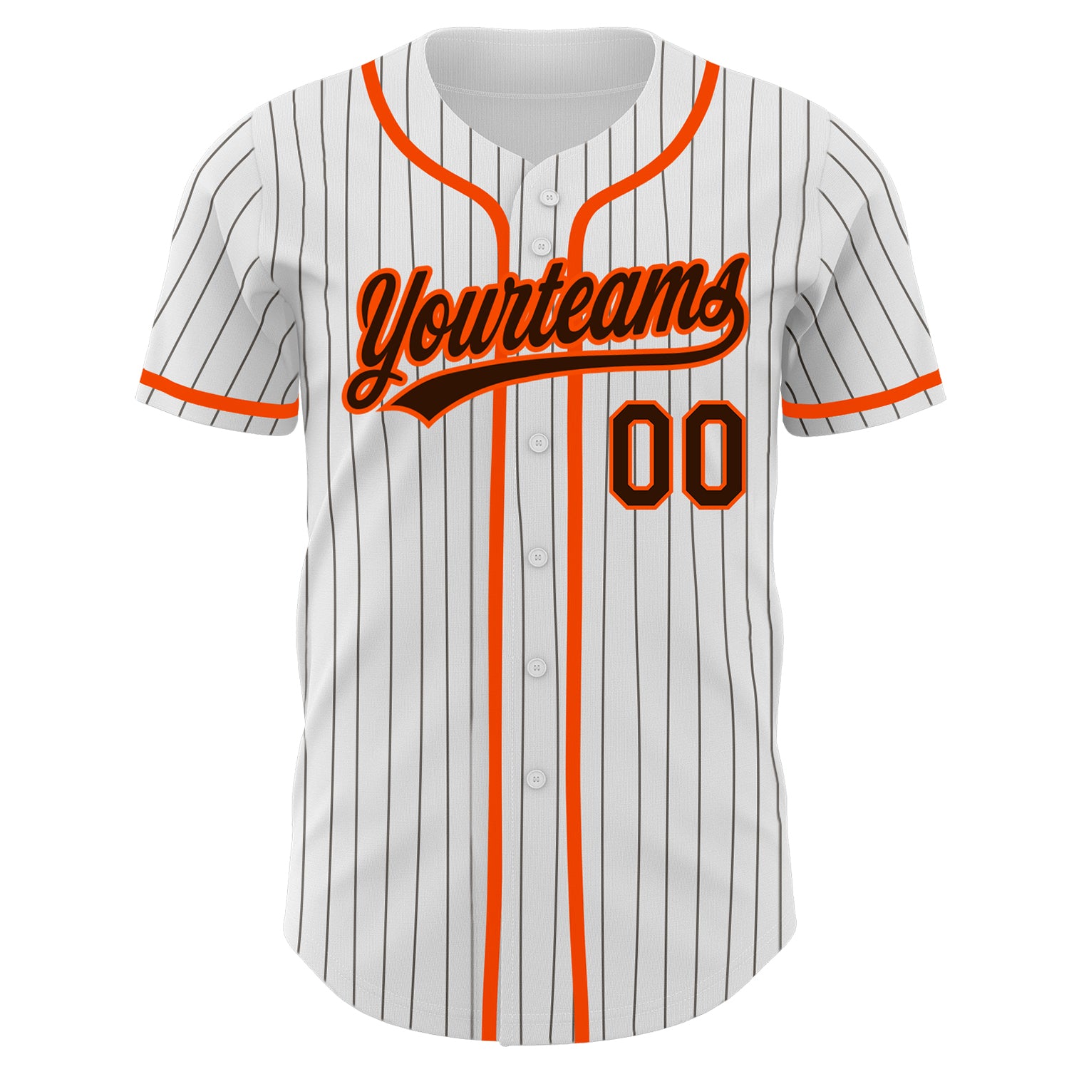 Custom Baseball Jersey White Brown Pinstripe Brown-Orange Authentic Men's Size:XL