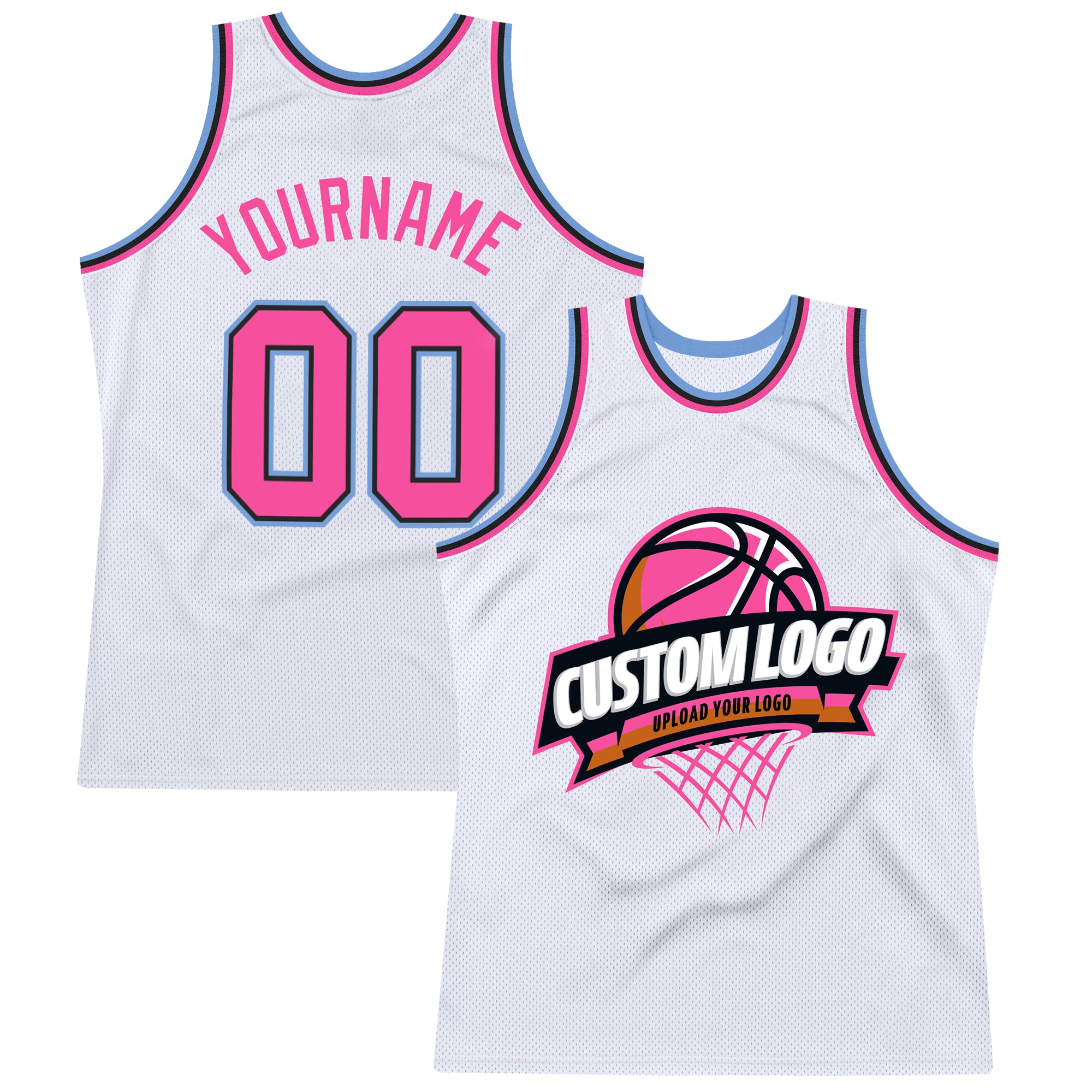 Custom Pinstripe Basketball Jersey Light Blue White Pink-Black Authentic -  FansIdea