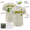 Custom White (Green Gold Pinstripe) Green-Gold Authentic Baseball Jersey