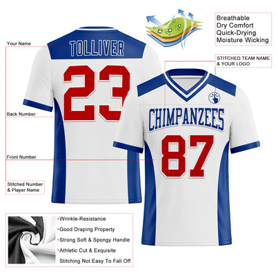 Custom White Red-Royal Authentic Football Jersey