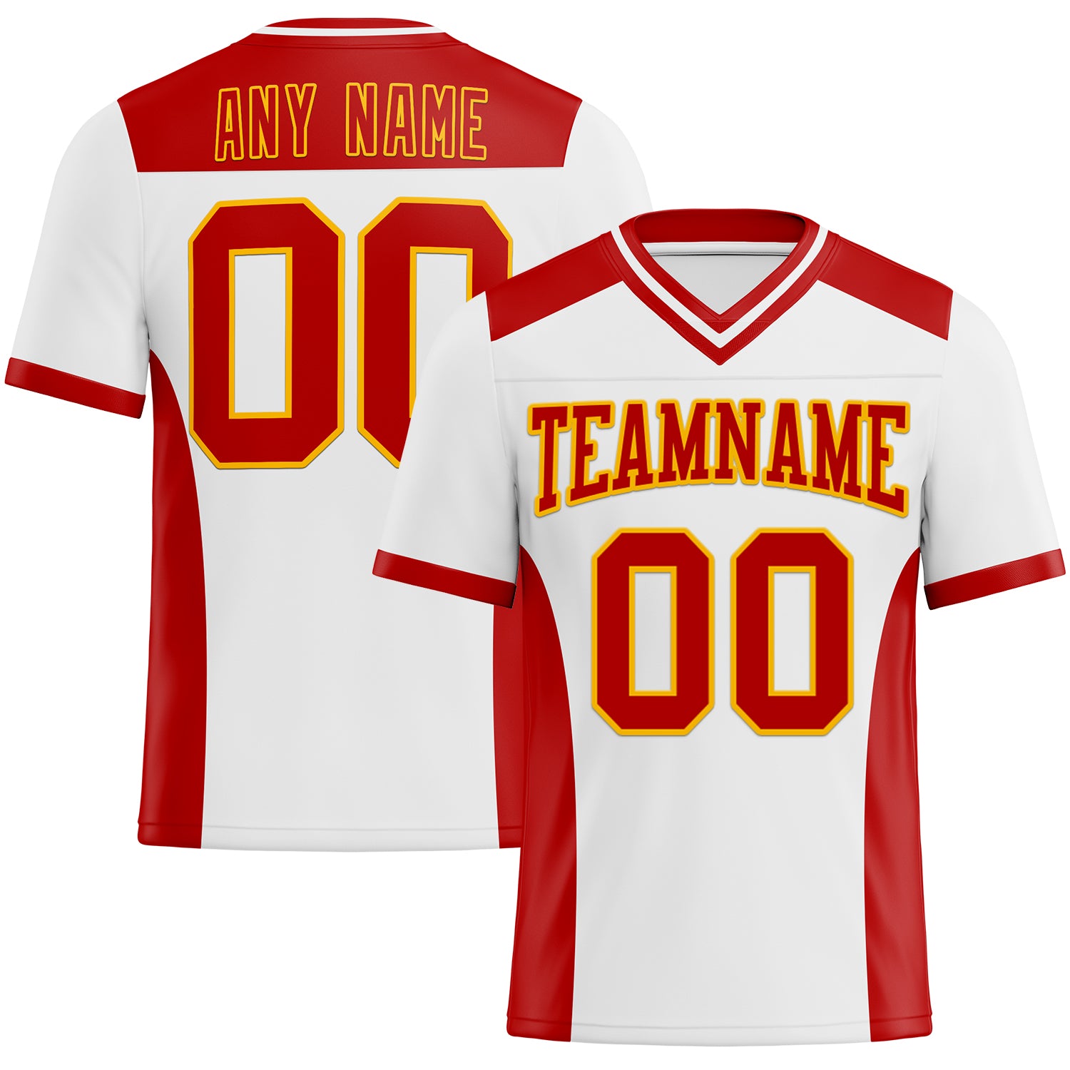 Custom White Red-Gold Authentic Football Jersey
