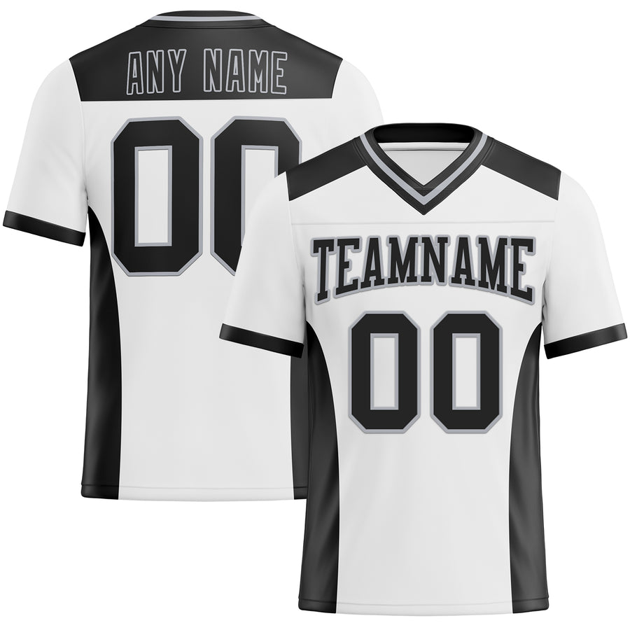Custom White Black-Gray Authentic Football Jersey