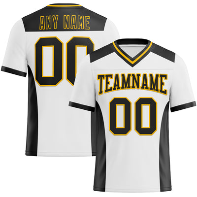 Custom White Black-Gold Authentic Football Jersey