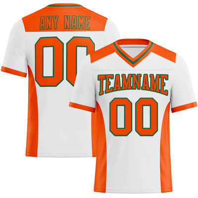 Custom White Orange-Kelly Green Authentic Football Jersey