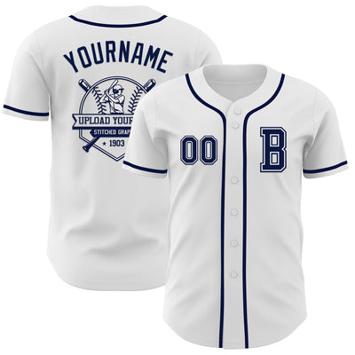 Custom White Navy Authentic Baseball Jersey