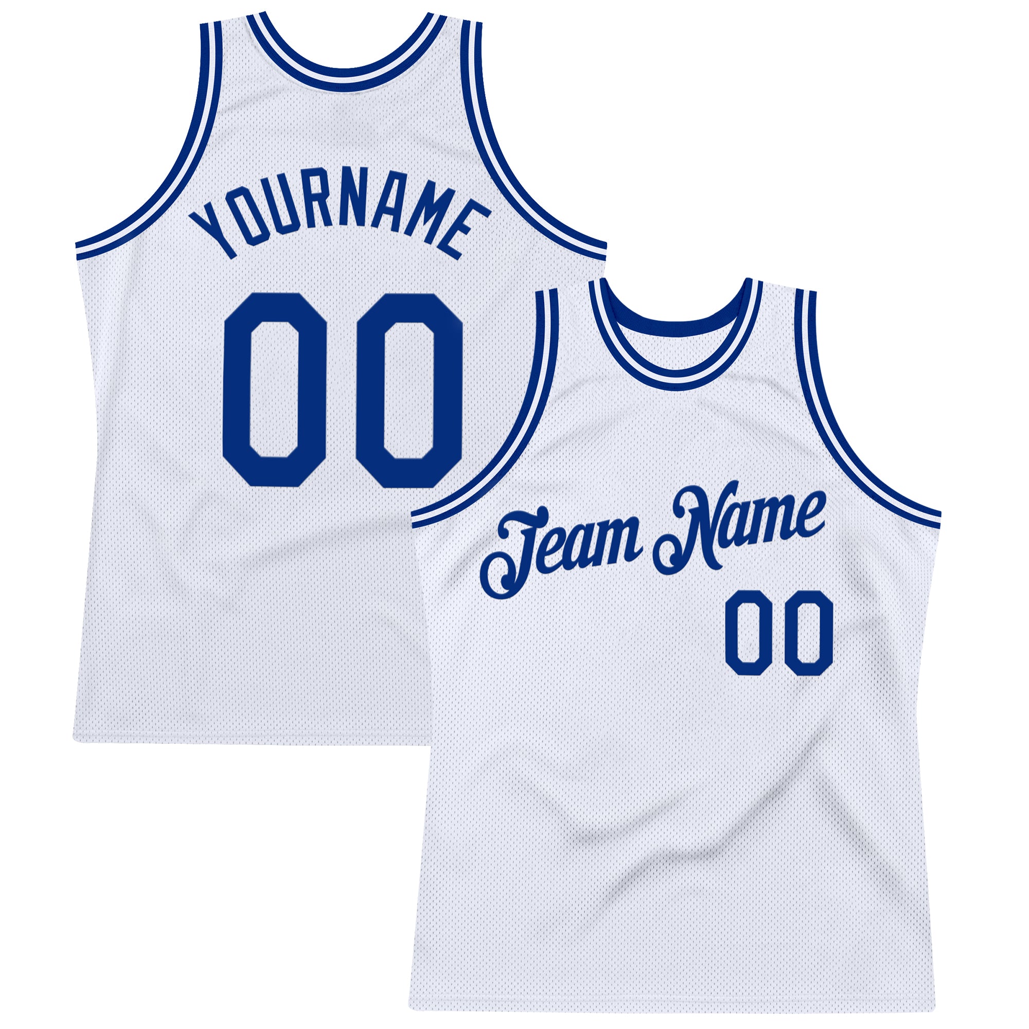Custom White Royal Authentic Throwback Basketball Jersey