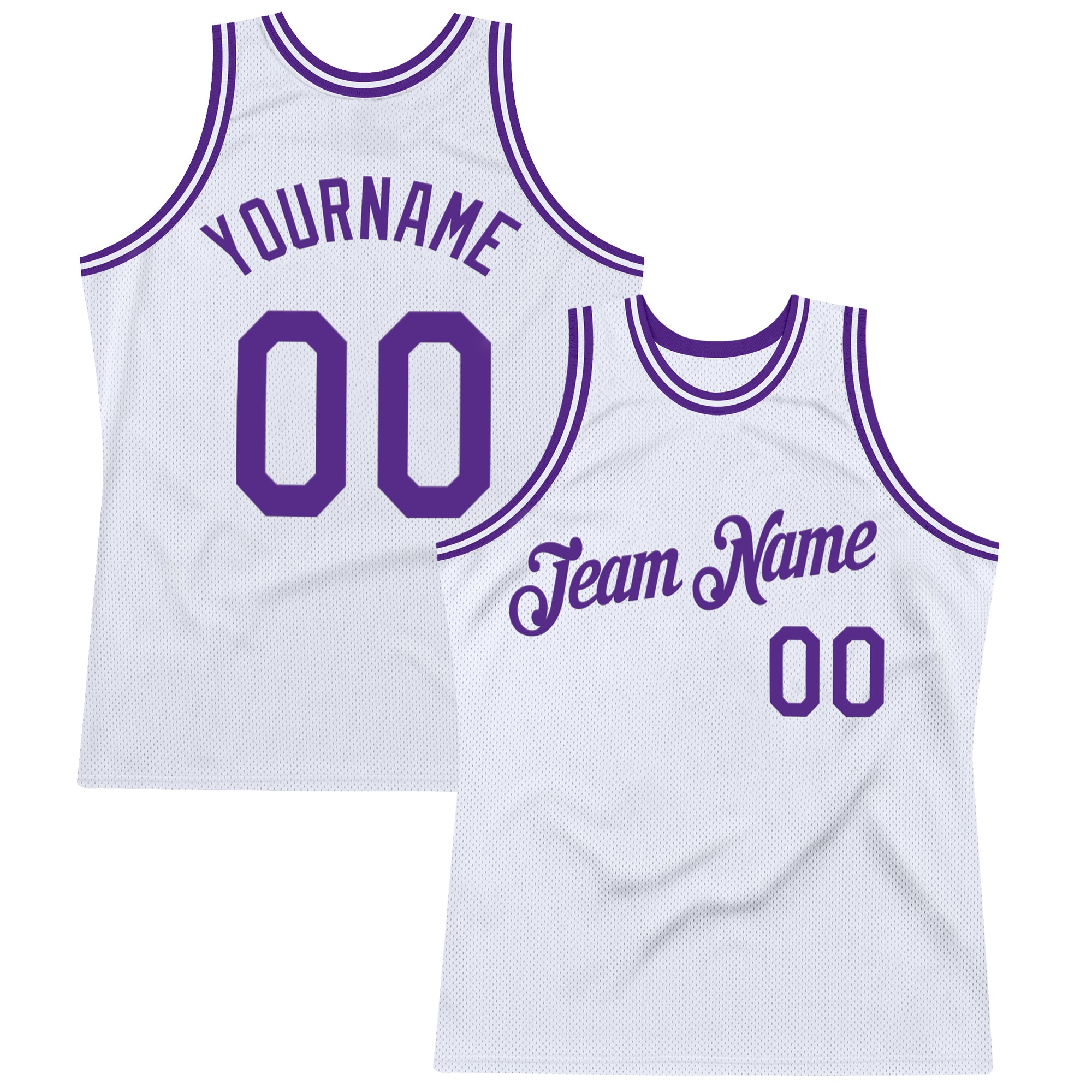 Custom White Purple Authentic Throwback Basketball Jersey